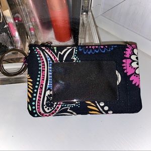 Vera Bradley ZIP ID Case Clip Keychain Wallet